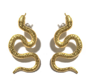 Large 24kt gold Snake Earrings