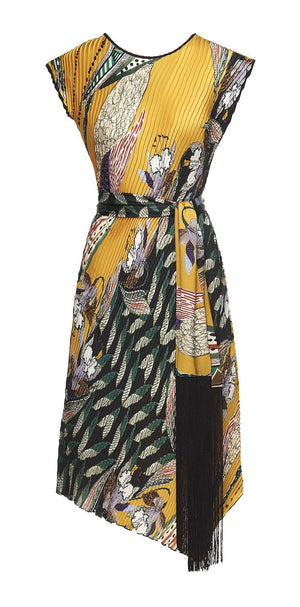 Safari print pleated dress