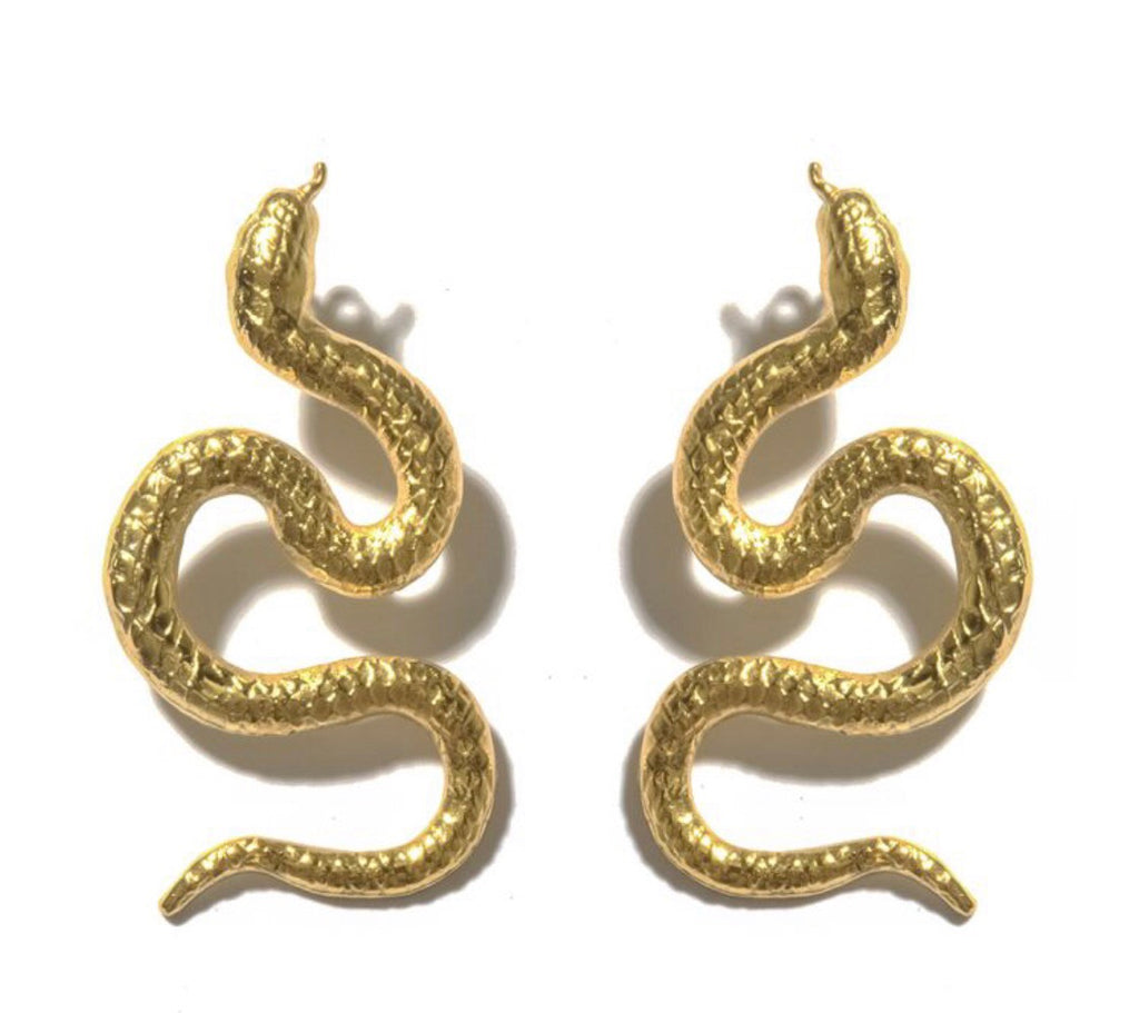 Large 24kt gold Snake Earrings